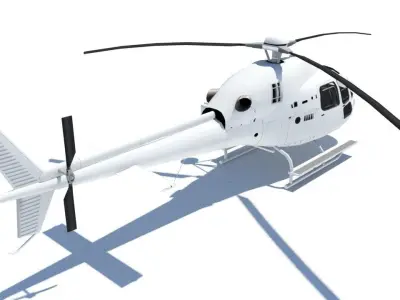 AS355 Helicopter Ecureuil 2 Static Low Poly Blank Low-poly 3D model