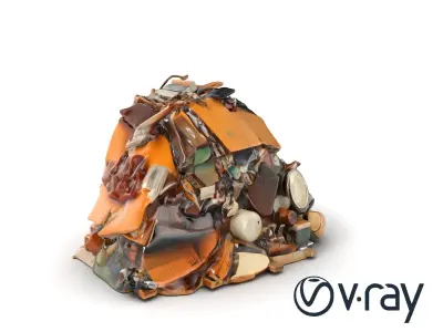 Urban Waste Hill Debris Elements model pack Low-poly 3D model