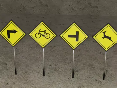 Road Signs Low Polly Game Ready  Free low-poly 3D model