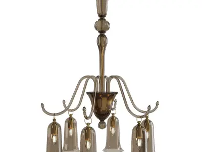 Murano Blown Glass Straw Colored Chandelier Low-poly 3D model