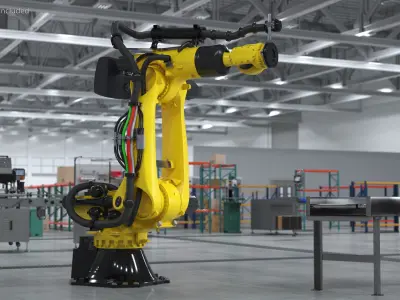  Ultra Robotic Arm Yellow Rigged for Cinema 4D 