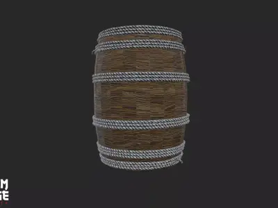 Barrel Reinforced with Rope Bindings Low-poly 3D model