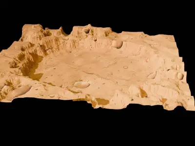 Landscape crater Mars  Low-poly 3D model