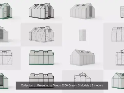 Collection of Greenhouse Venus 6200 Glass - 3 Models 3D Model Pack