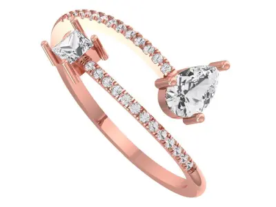 Open End Light Weight Pear Princess stone Band Ring 3D print model