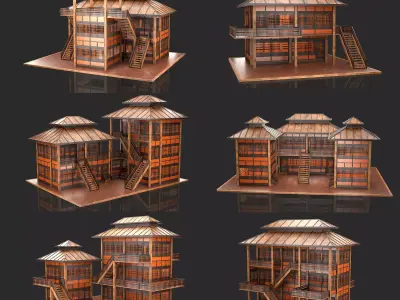 Medieval Fantasy Houses Collection 2 3D Model Pack