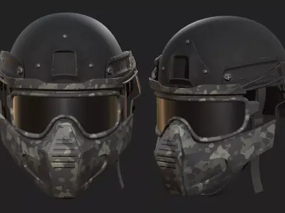 Helmet mask millitary combat soldier armor scifi fantasy  Low-poly 3D model