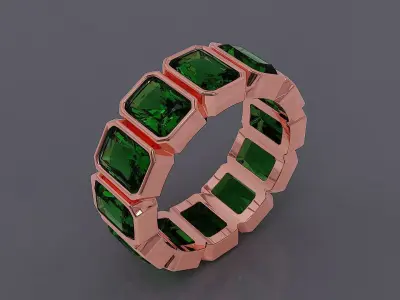 Bezel set radiant cut diamond eternity ring band 3D print model