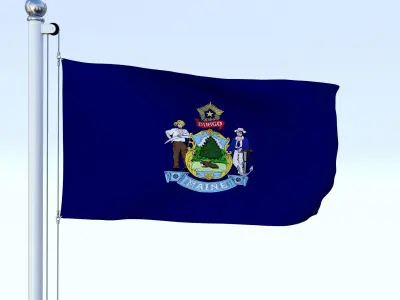 Animated Maine Flag Low-poly 3D model