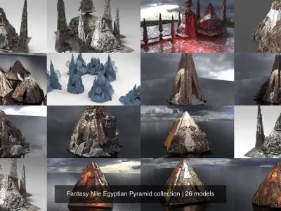 Fantasy Nile Egyptian Pyramid collection 3D Model Pack