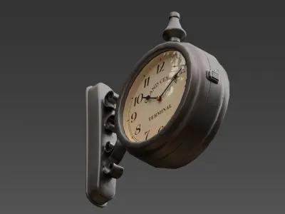 Street Clock Low-poly 3D model