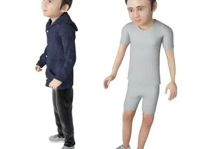 Boy real cloth simulation conversation loop animation 4 3D model