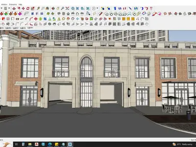 6 Classical Apartment building with Shopping mall 3D model