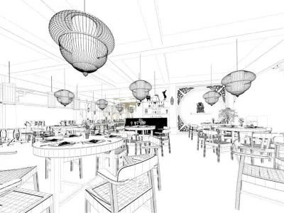 Business Restaurant - Coffee - Banquet  139 3D model
