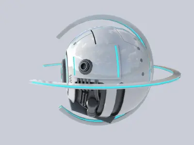 Sphere ship Low-poly 3D model