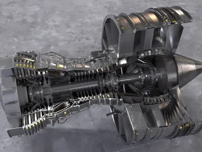  Turbofan Aircraft Engine Sectioned 
