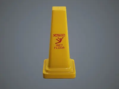 Triangular Wet Floor Sign  Low-poly 3D model