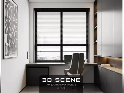 AR-22081 Gray House - Workingroom 3D Scene 3D model