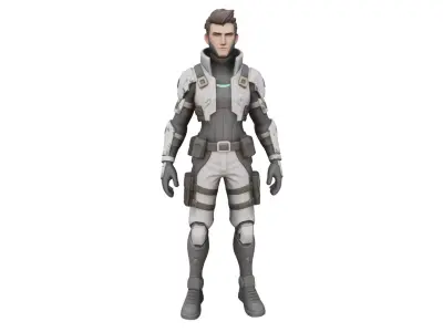Sci Fi Male Soldier  Fully Animated  Mixamo Rigged  Game Ready Low-poly 3D model