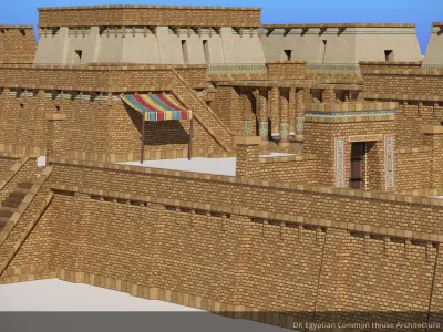 D Kit 02 Egyptian Common House Architecture Kit Low-poly 3D model