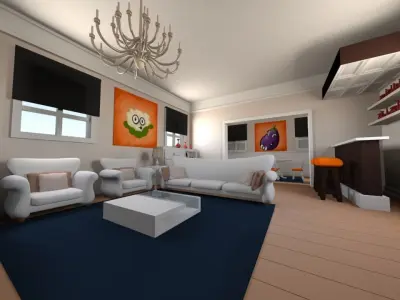 Cartoon Living Room Rich 3D model