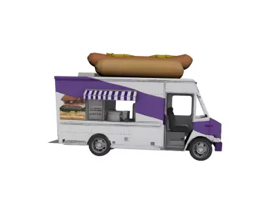 Hot Dog Truck Mobile Street Food Delivery Vehicle 3D model