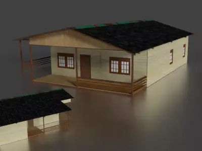 Rumah kayu 001 3D model