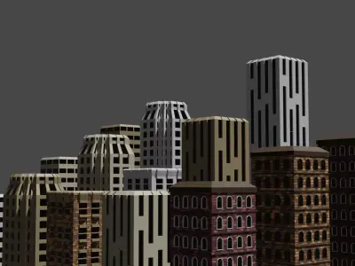 Low Poly Buildings Low-poly 3D model purchase
