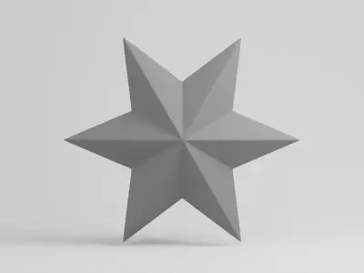 Star simple 6 pointed cartoon icon symbol Low-poly 3D model