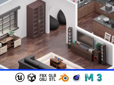 Room 33 Low-poly 3D model