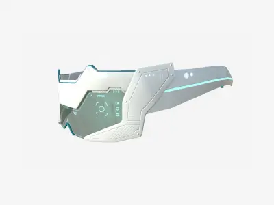 SciFi Glasses F01 White Blue - Character Design Fashion Low-poly 3D model