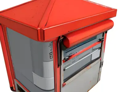 Vintage Street Newsstand Kiosk Low-poly 3D model