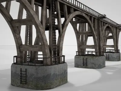 Modular River Railway Bridge 3D model