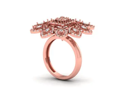 Solitaire Wedding Engagement Women Rings Flower Ring 3D print model