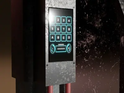 Sci-Fi Rigged Door with Call of Duty Taskforce 141 3D logo Low-poly 3D model