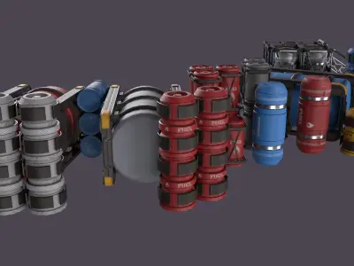Sci-Fi Barrel Pack Low-poly 3D model