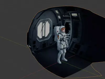 Astronaut with Light Chestnut Hair Low-poly 3D model