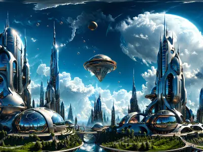 HDRI Futuristic City Low-poly 3D model