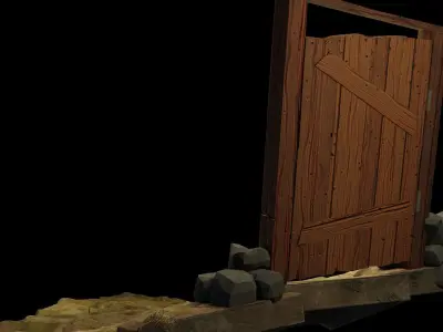 Door stylized Low-poly 3D model get
