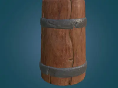 Stylized Wooden Cup PBR low poly game ready Free low-poly 3D model