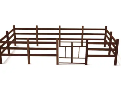 Fence Dark Wood 3D model