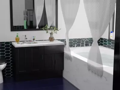Bathroom modern with tiles Free 3D model