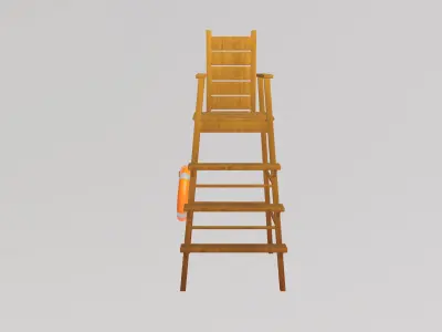 Stylized Low-Poly Lifeguard Chair Low-poly 3D model