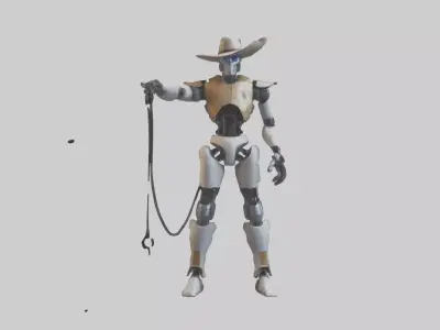 Robot version of a cowboy model Low-poly 3D model