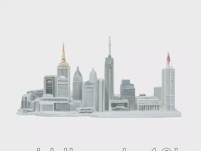 Cyberpunk Futuristic Circular City District Model Low-poly 3D model