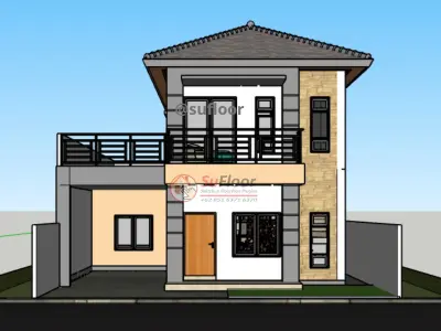 House 10x13m code 416- Sketchup 3D model