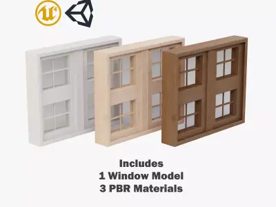 Picture Style Double-Split Window Low-poly 3D model