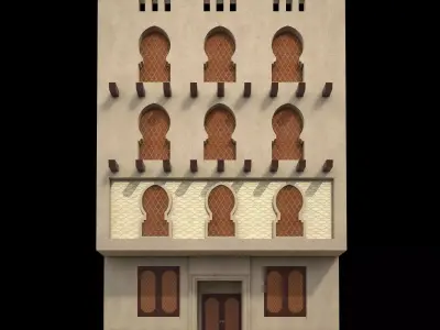 Exterior of classic building in islamic style 3D model