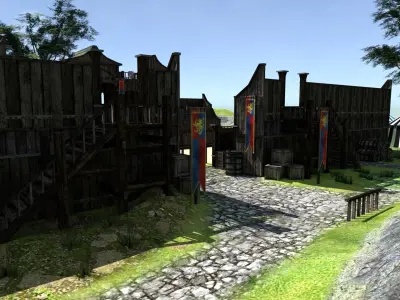 Medieval Jousting Pitch - Modular Low-poly 3D model