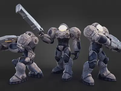 Sci-fi soldier rigged by CAT Object in 3ds max Low-poly 3D model